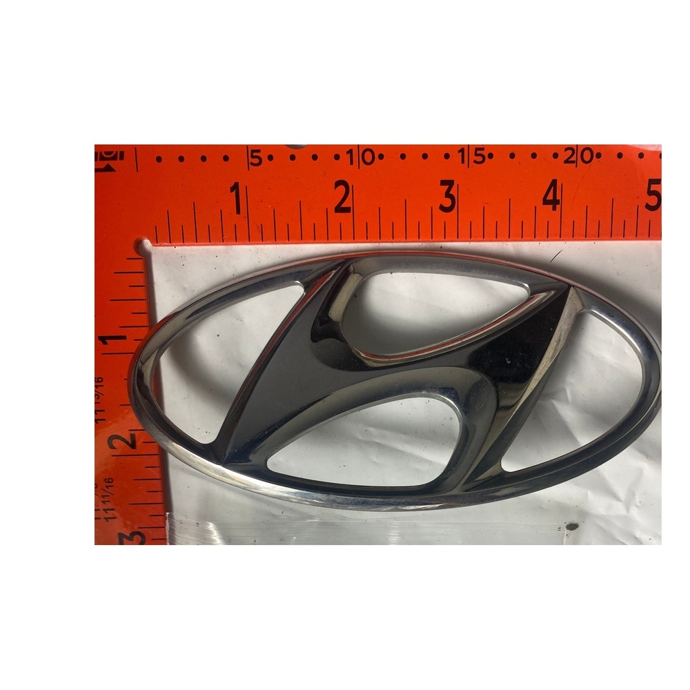 Hyundai Chrome Silver Oval Logo Emblem Badge Replacement 4.5 x 2.25 Inch